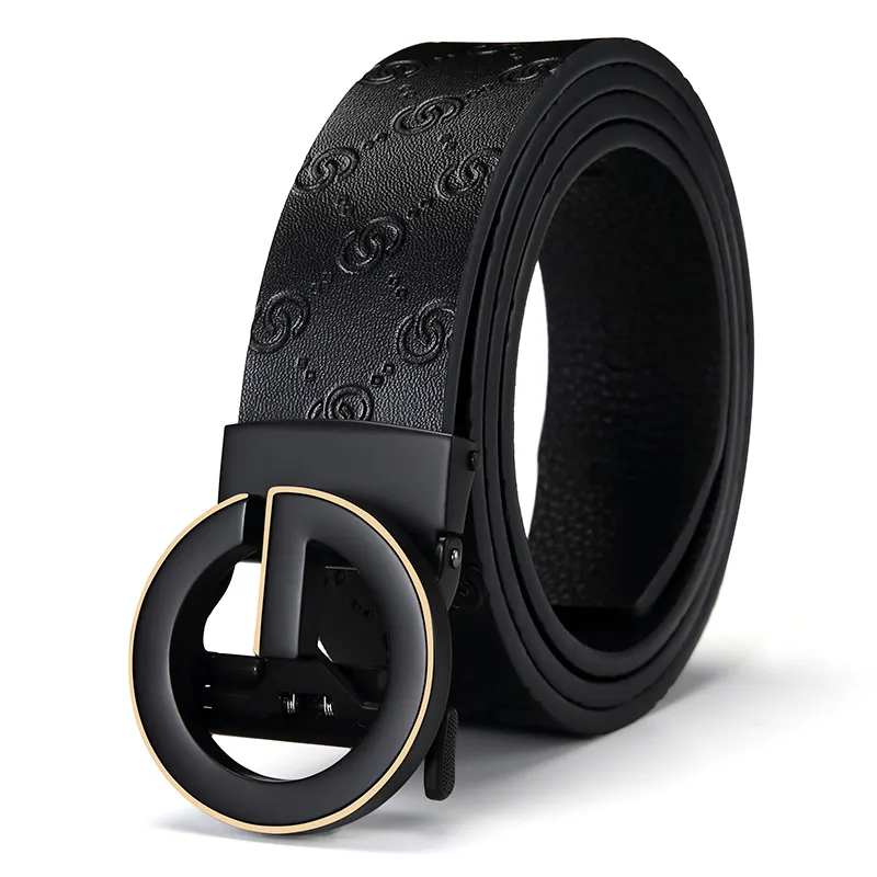 GOLF Cow Leather Belts Men's Black/Black Gold 3.5cm-11
