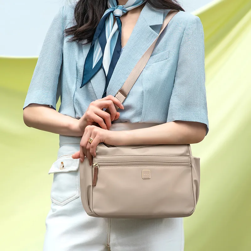 GOLF Fabric Shoulder Bag, Crossbody Bag Regular Women's Apricot/Elegant Black-5