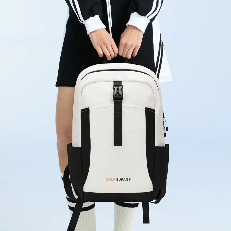 GOLF Fabric Backpack Regular Unisex Ecru & Black/Barley Tea-3