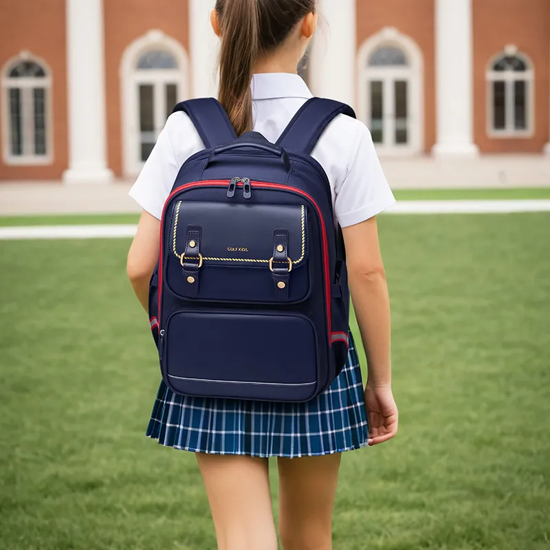 GOLF Fabric Synthetic Leather Small Student Backpack Kids' Navy Blue & Red/Navy Blue & Pink-5
