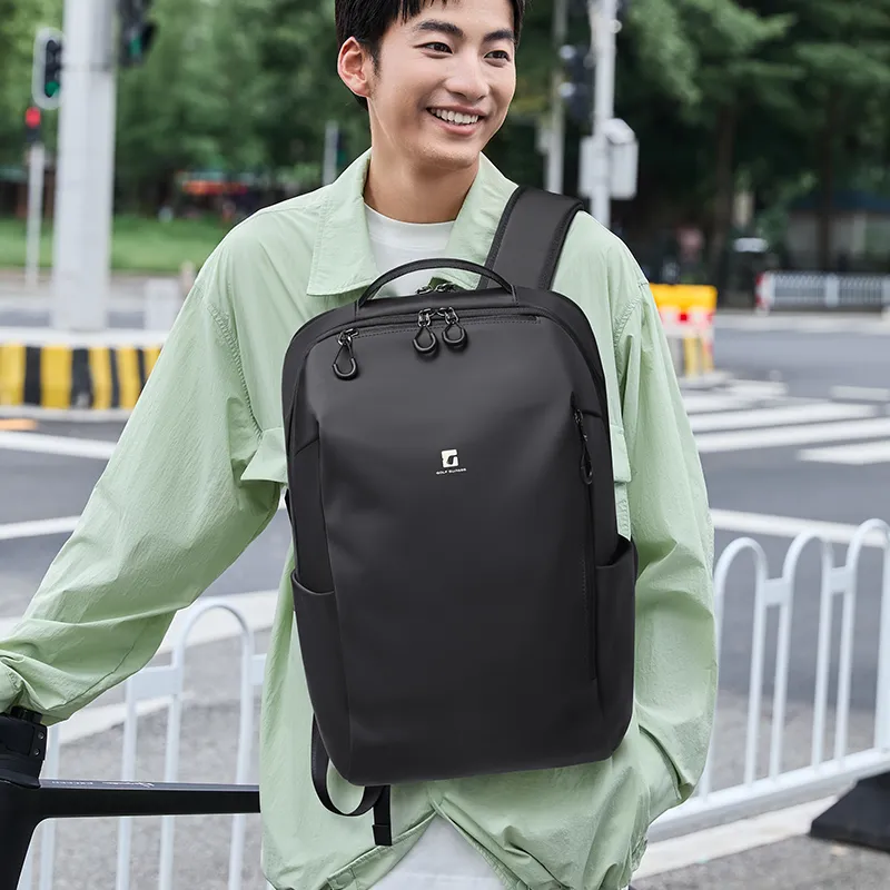 GOLF Fabric Backpack Regular Men's Black/Meteorite Brown-5