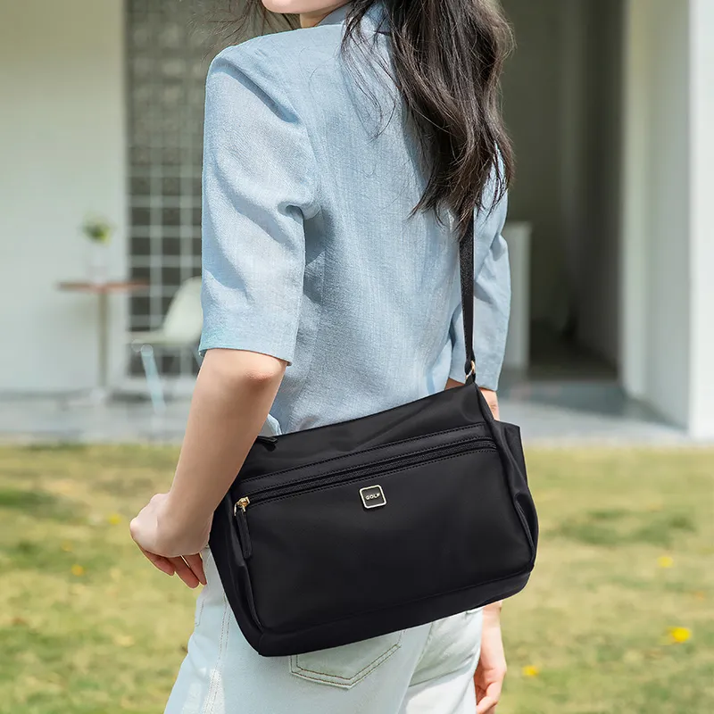 GOLF Fabric Shoulder Bag, Crossbody Bag Regular Women's Apricot/Elegant Black-9