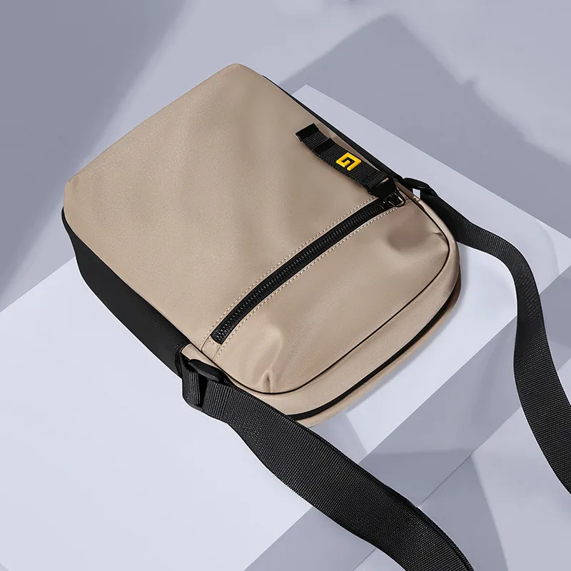 GOLF Fabric Crossbody Bag, Shoulder Bag Regular Men's Black/Light Tea Brown-8