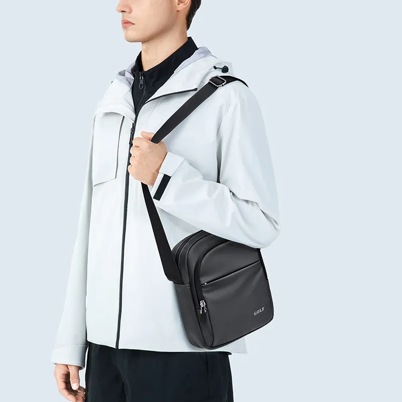 GOLF Water Repellent Fabric Crossbody Bag, Shoulder Bag Men's Dusty Black/Elegant Gray-10