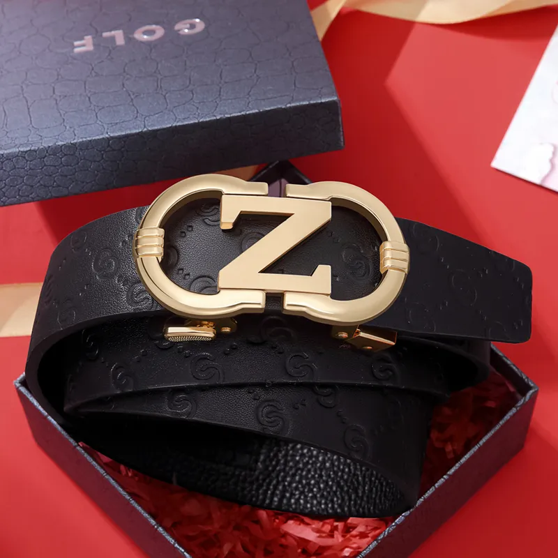 GOLF Top Grain Cow Leather Belts Men's Gunmetal, Gold 3.5cm-12