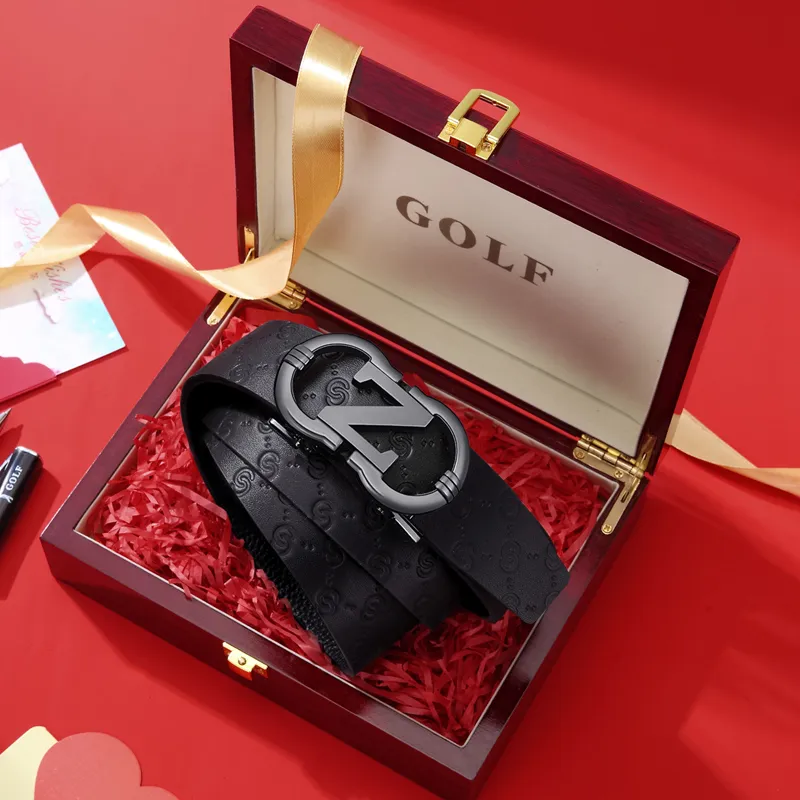 GOLF Top Grain Cow Leather Belts Men's Gunmetal, Gold 3.5cm-6