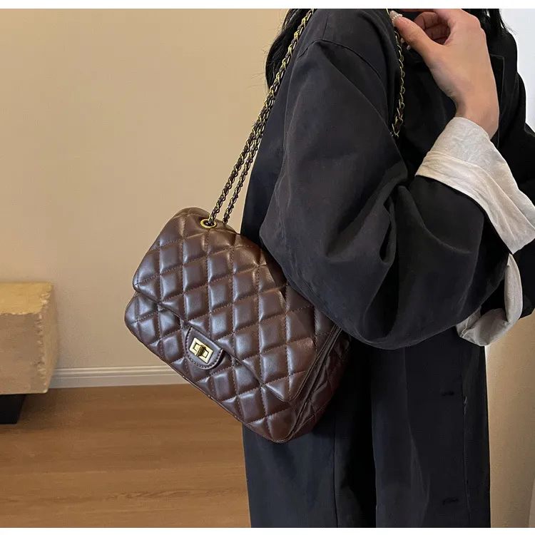ERANGBEAR PU One Shoulder Shoulder Bag Regular Women's Ecru Coffee Black-14