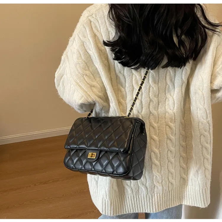 ERANGBEAR PU One Shoulder Shoulder Bag Regular Women's Ecru Coffee Black-5