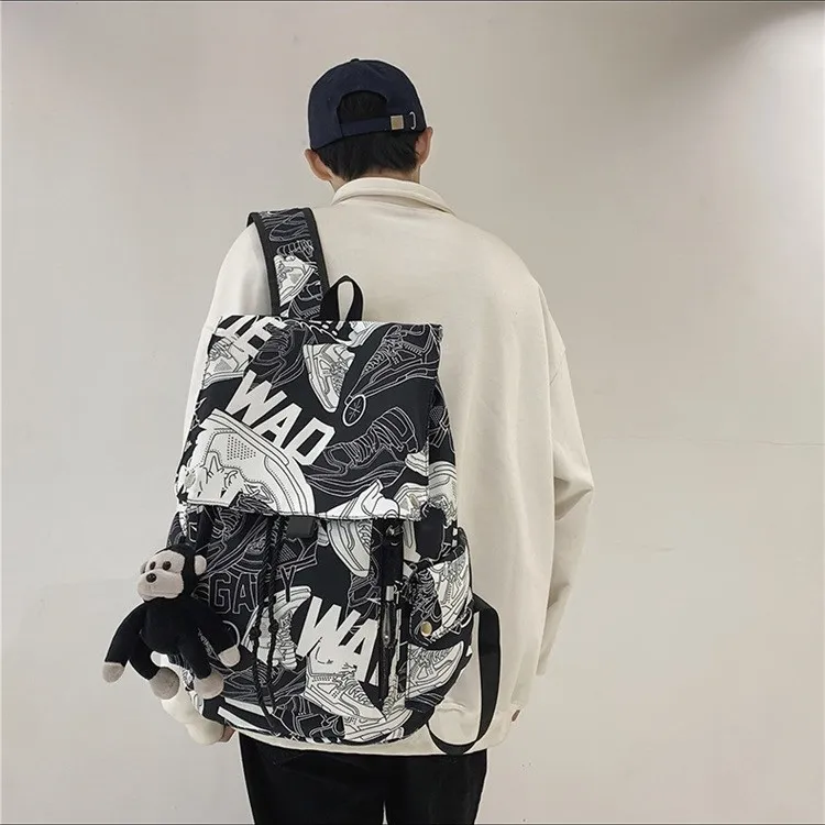 ERANGBEAR Nylon Backpack Regular Unisex Black/White/Camouflage Gray/Gray-4