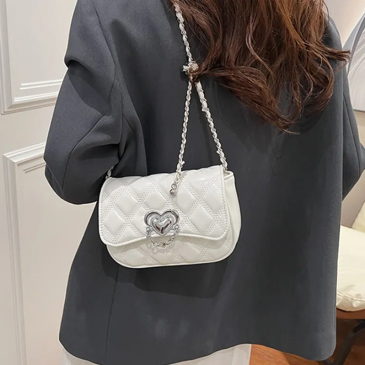 ERANGBEAR PU Small Square Bag Shoulder Bag Women's Silver/Red/Black/Ecru-10
