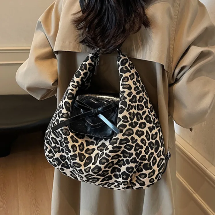 ERANGBEAR PU Backpack, One Shoulder Handbag Women's Khaki Leopard Print Coffee-4