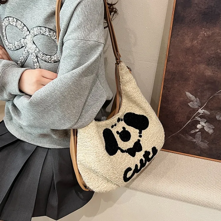 ERANGBEAR PU With Woolen Backpack Shoulder Bag Regular Women's Dark Gray/Khaki/Light Gray/Coffee-5