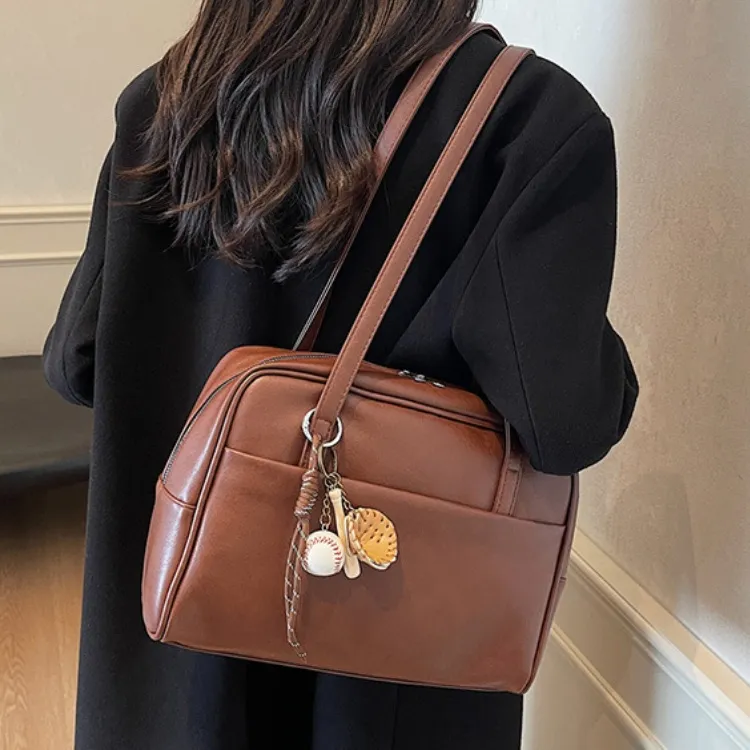 ERANGBEAR PU Handbag Shoulder Bag Women's Black Burgundy Coffee Brown-7