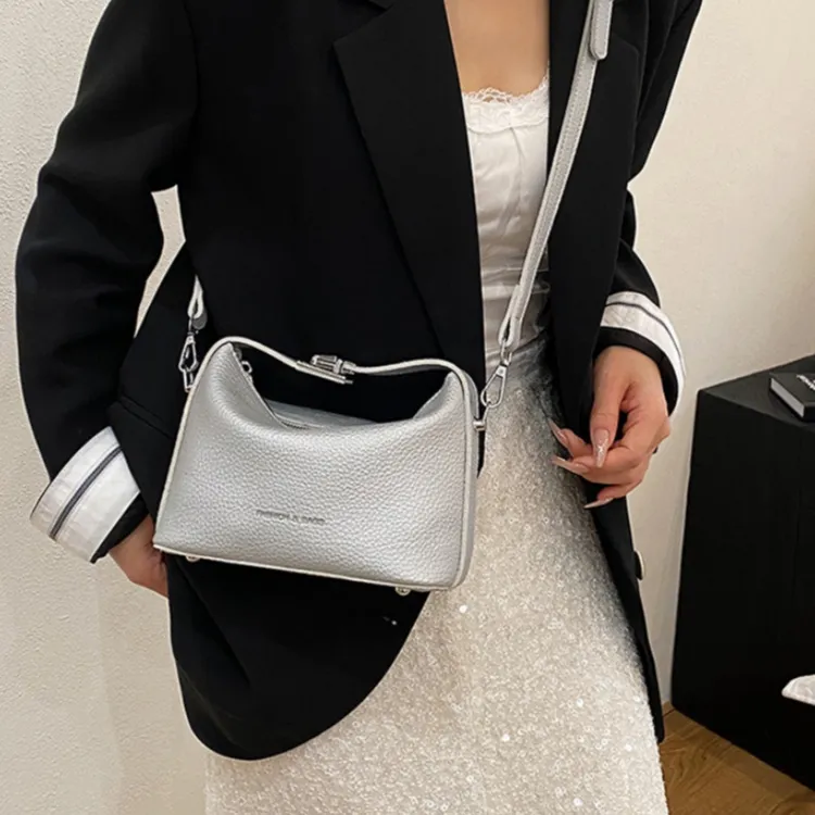 ERANGBEAR PU Crossbody One Shoulder Handbag Regular Women's Ecru, Silver, Black, Light Yellow, Light Green-3
