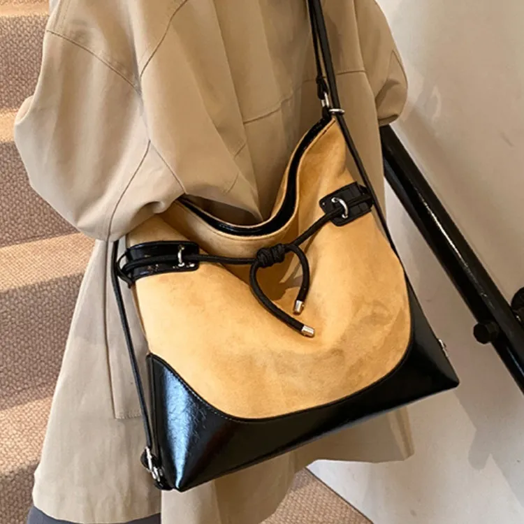 ERANGBEAR PU Crossbody Double Shoulder Bag Women's Black/Brown/Khaki-5