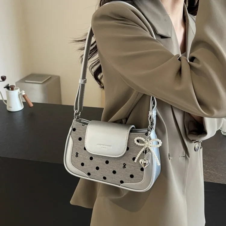 ERANGBEAR PU Small Square Bag Shoulder Bag Women's Silver/Black/Ecru-1