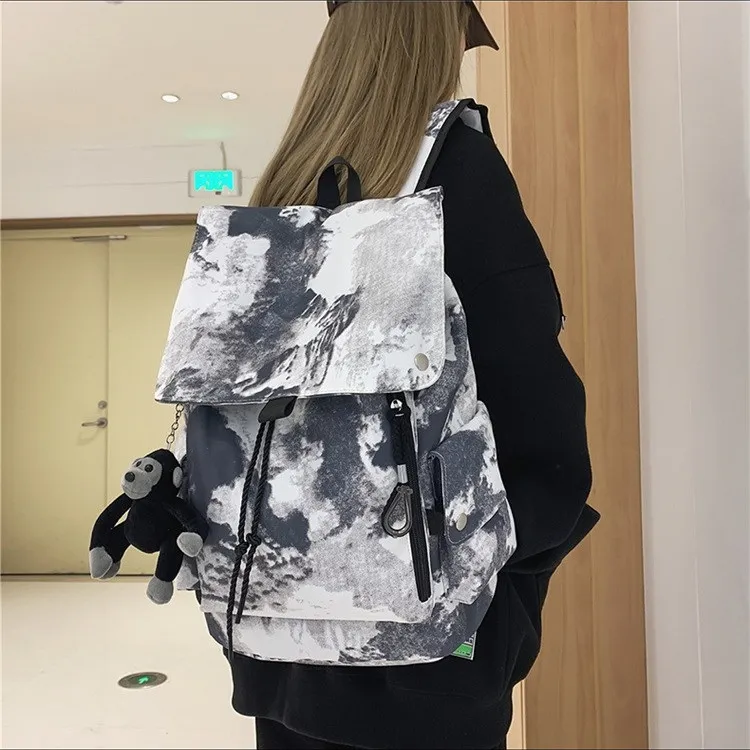 ERANGBEAR Nylon Backpack Regular Unisex Black/White/Camouflage Gray/Gray-6