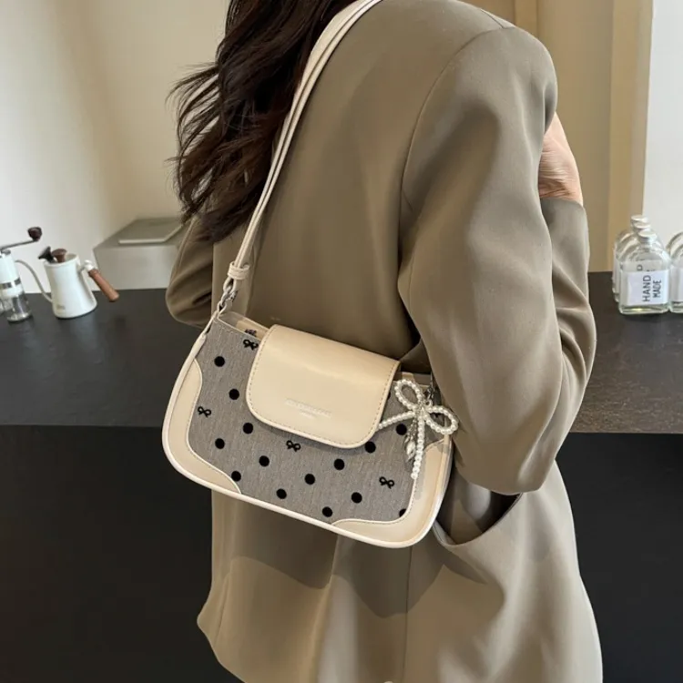 ERANGBEAR PU Small Square Bag Shoulder Bag Women's Silver/Black/Ecru-8