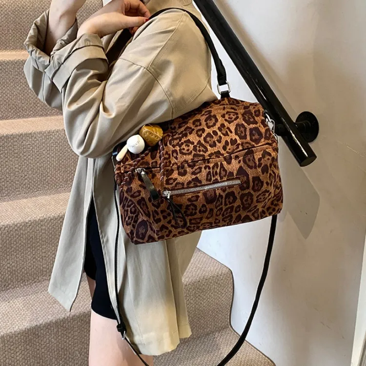 ERANGBEAR PU One Shoulder Handbag Women's Leopard Print-1