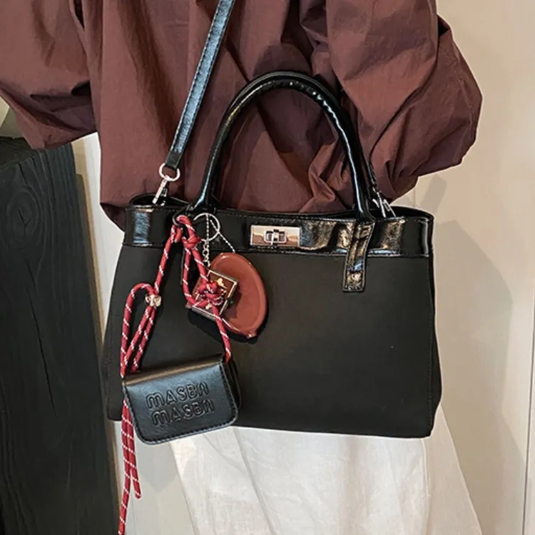 ERANGBEAR PU One Shoulder Handbag Regular Women's Black/Coffee/Khaki-1