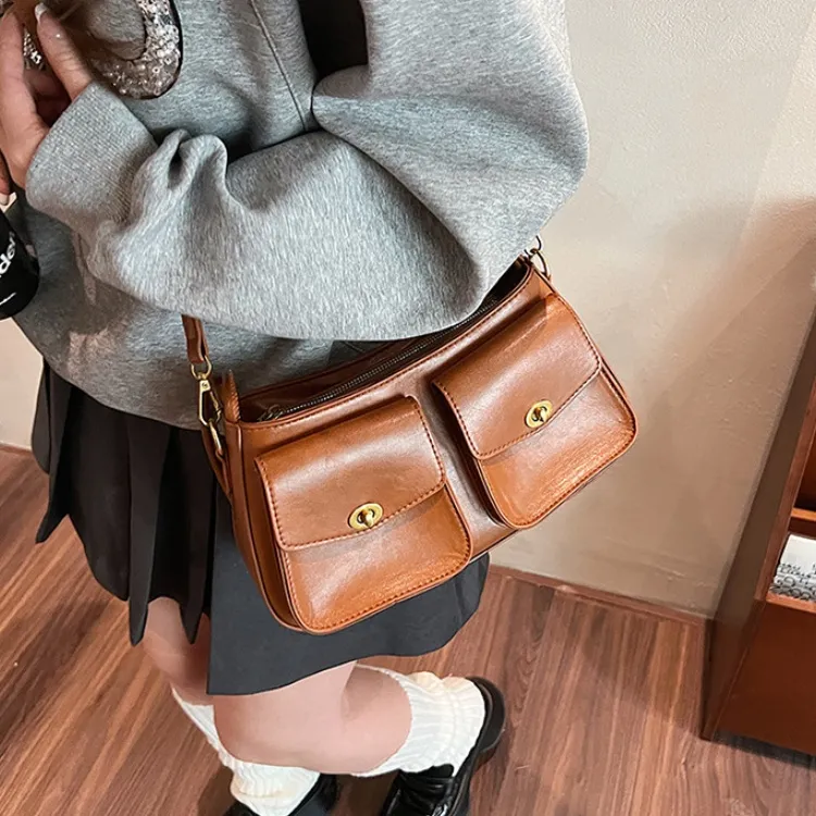 ERANGBEAR PU Crossbody Bag, Shoulder Bag Women's Coffee/Brown/Black-4