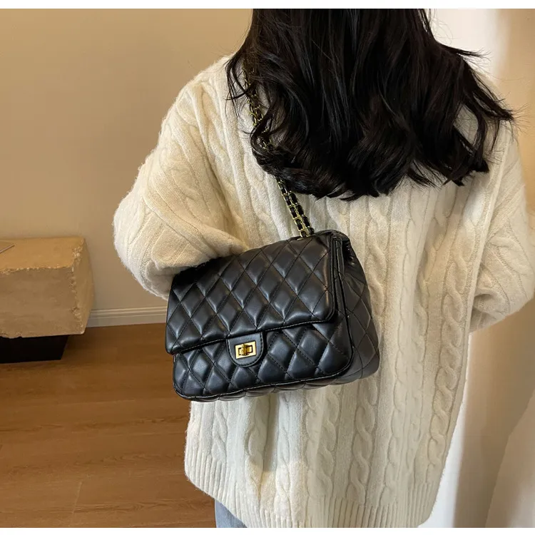 ERANGBEAR PU One Shoulder Shoulder Bag Regular Women's Ecru Coffee Black-2