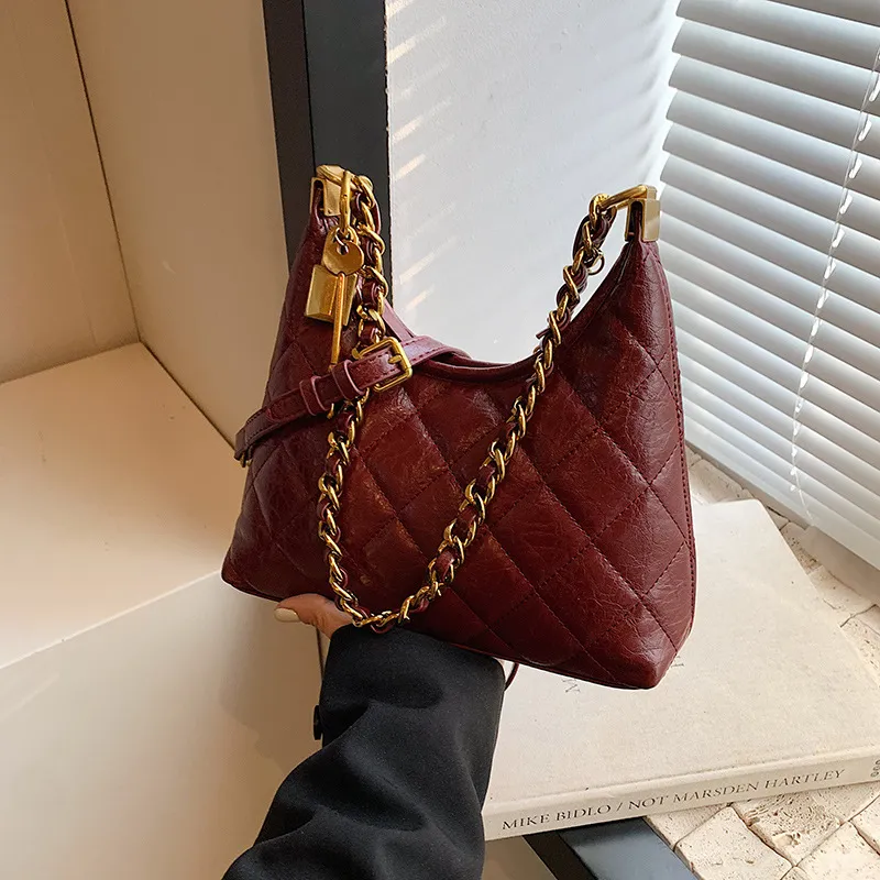 ERANGBEAR PU Trendy Diamond Pattern Chain Bag Fashion Elegance Shoulder Bag Regular Women's Multicolor-7