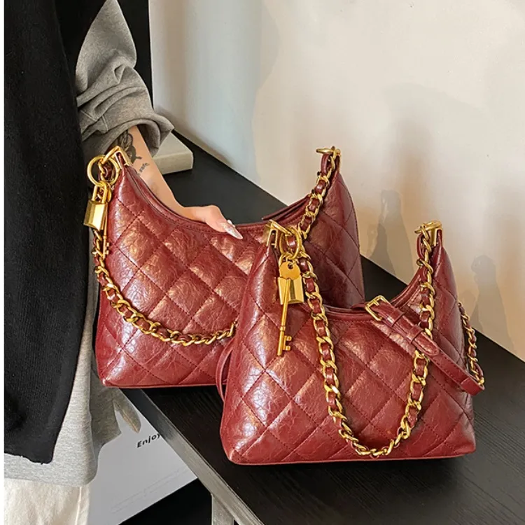 ERANGBEAR PU Trendy Diamond Pattern Chain Bag Fashion Elegance Shoulder Bag Regular Women's Multicolor-6