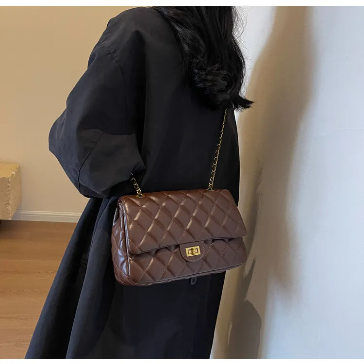 ERANGBEAR PU One Shoulder Shoulder Bag Regular Women's Ecru Coffee Black-16