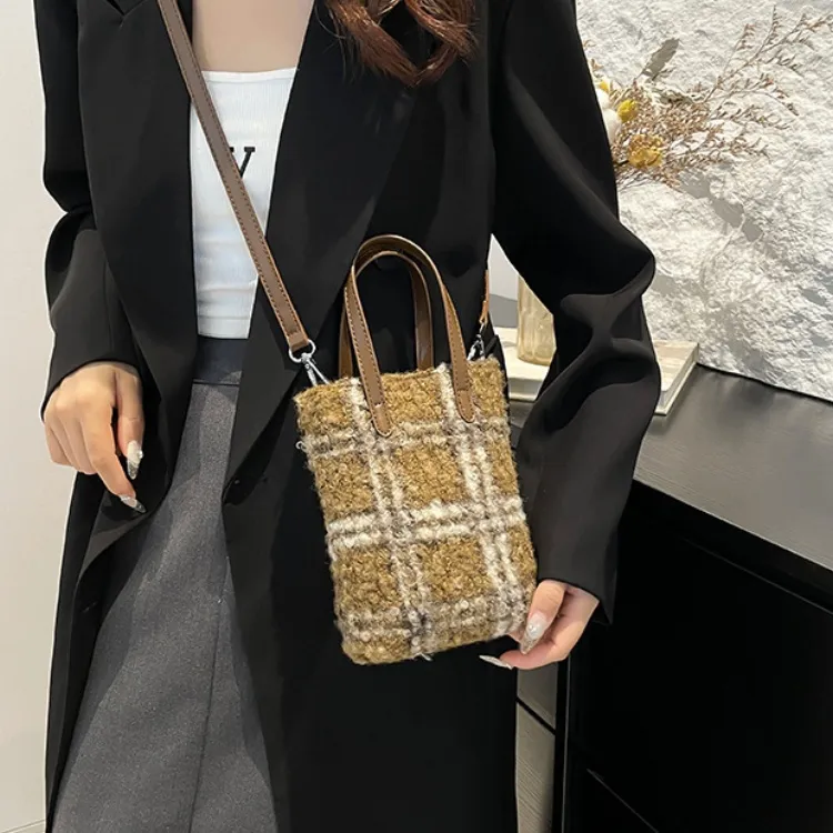ERANGBEAR PU One Shoulder Handbag Women's Black Checkered/Black Panther Print/Brown Checkered/Brown Leopard Print-8