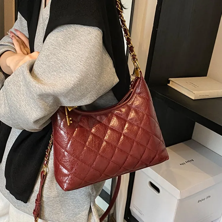 ERANGBEAR PU Trendy Diamond Pattern Chain Bag Fashion Elegance Shoulder Bag Regular Women's Multicolor-5