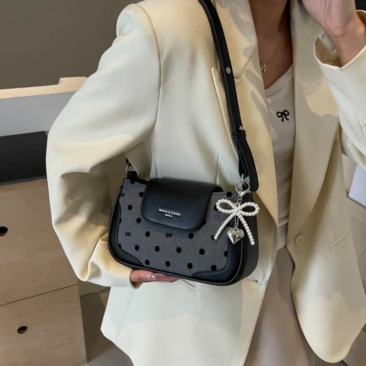 ERANGBEAR PU Small Square Bag Shoulder Bag Women's Silver/Black/Ecru-5