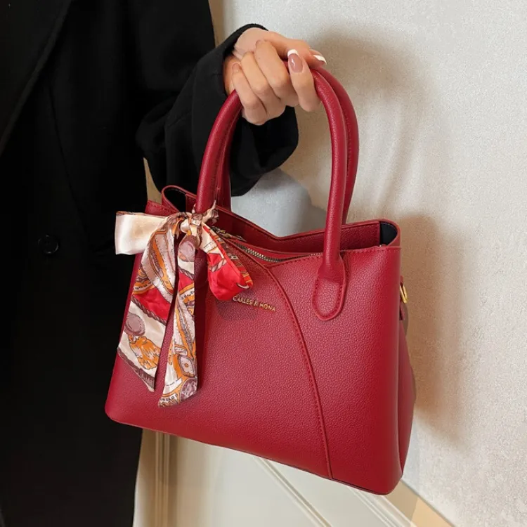 ERANGBEAR PU Crossbody Bag Regular Women's Black/Burgundy/Blue-4