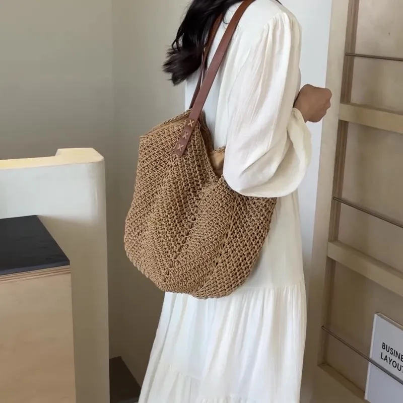 ERANGBEAR Cotton Shoulder Bag Small Size Women's White/Khaki-5