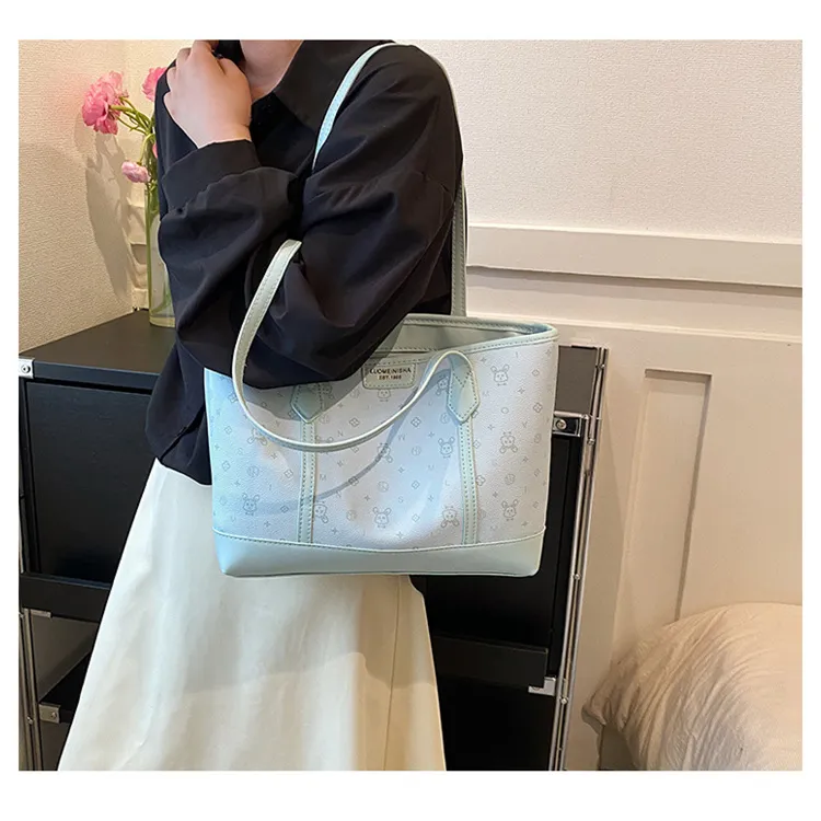 ERANGBEAR PU Leather Tote Bag Shopping Bag Shoulder Bag Regular Women's White/Pink/Green-15