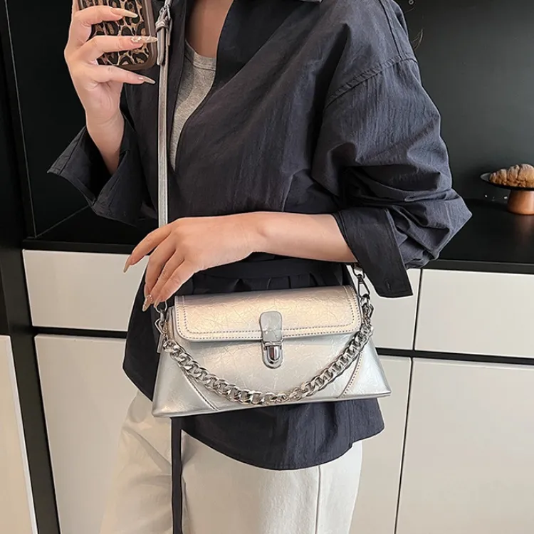 ERANGBEAR PU Crossbody One Shoulder Handbags Regular Women's Ecru/Silver/Black/Khaki/Green-3