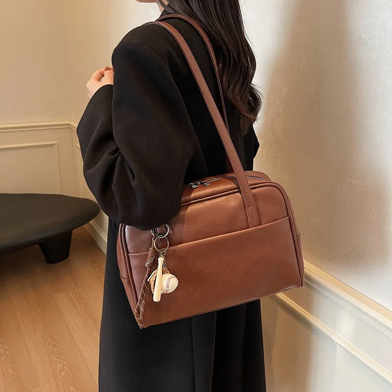 ERANGBEAR PU Handbag Shoulder Bag Women's Black Burgundy Coffee Brown-9