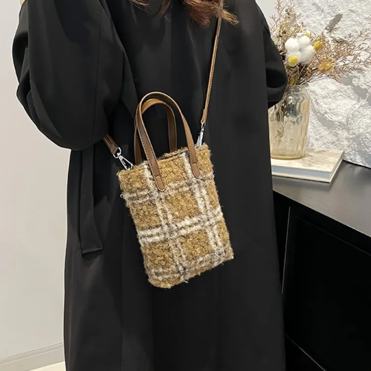 ERANGBEAR PU One Shoulder Handbag Women's Black Checkered/Black Panther Print/Brown Checkered/Brown Leopard Print-9