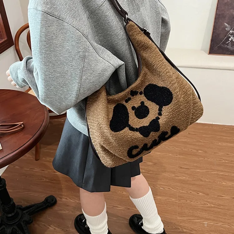 ERANGBEAR PU With Woolen Backpack Shoulder Bag Regular Women's Dark Gray/Khaki/Light Gray/Coffee-11