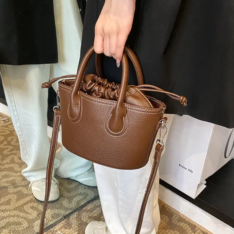 ERANGBEAR PU Bucket Bag, Shoulder Bag, Crossbody Bag, Handbag Women's Black/White/Brown/Khaki/Coffee-5