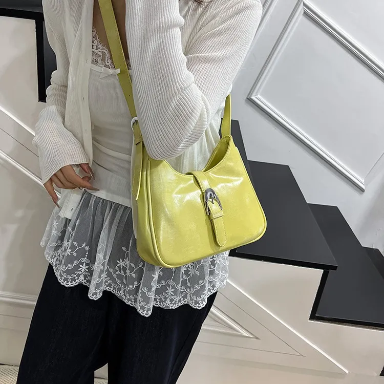ERANGBEAR PU Crossbody Underarm Shoulder Bag Women's Black/White/Pink/Yellow/Green/Khaki-6