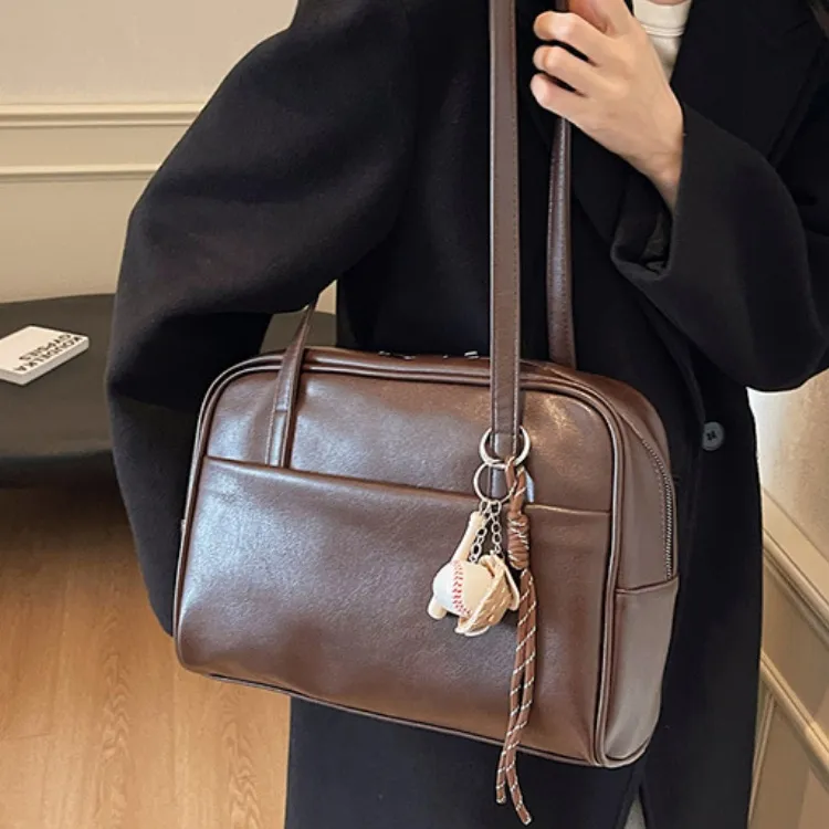 ERANGBEAR PU Handbag Shoulder Bag Women's Black Burgundy Coffee Brown-5