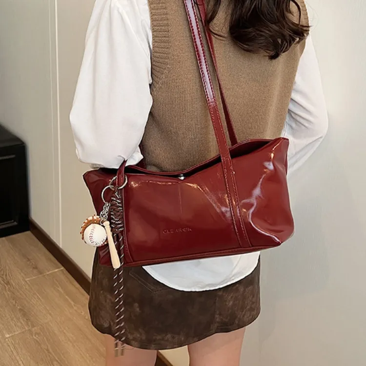 ERANGBEAR PU Shoulder Bag Regular Women's Mud Brown/Ancora Red/Coffee/Black-3