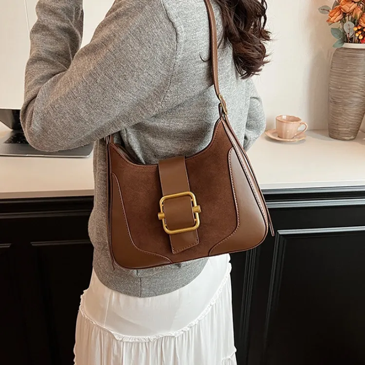 ERANGBEAR Suede Shoulder Bag Women's Multicolor-8