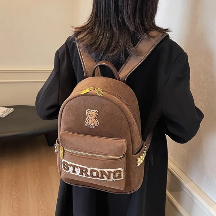 ERANGBEAR Canvas Canvas Bag Backpack Women's Ecru/Coffee/Black-5