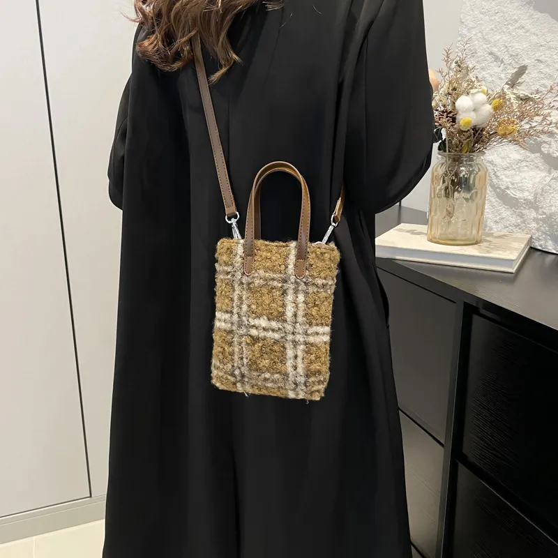 ERANGBEAR PU One Shoulder Handbag Women's Black Checkered/Black Panther Print/Brown Checkered/Brown Leopard Print-13