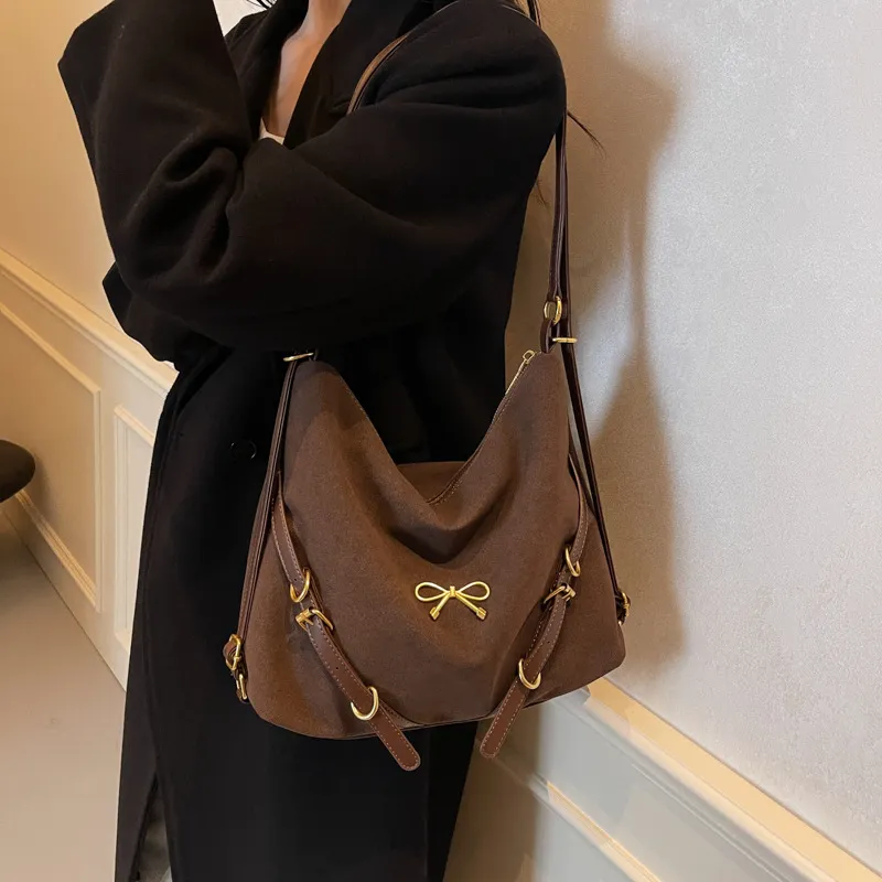 ERANGBEAR PU Double Shoulder Handbag, Shoulder Bag Women's Black Brown Coffee-6