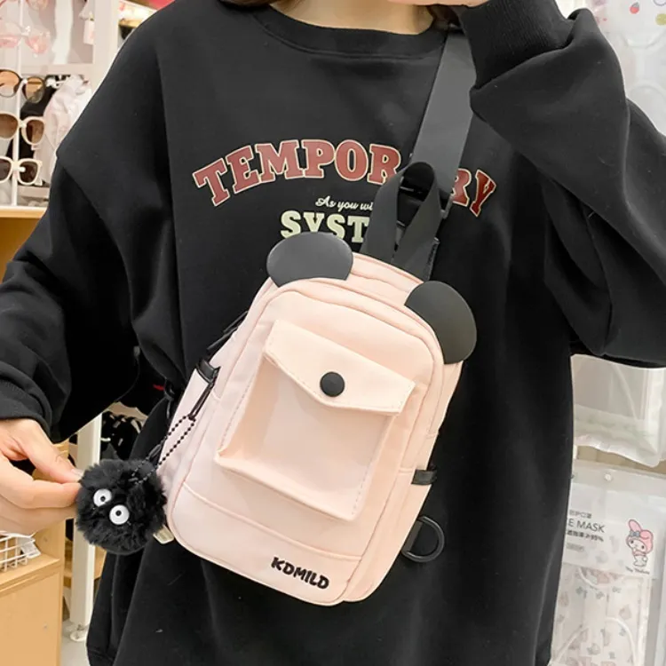 ERANGBEAR Nylon Shoulder Bag, Crossbody Bag Trumpets Women's White/Pink/Blue/Green/Khaki/Black-3