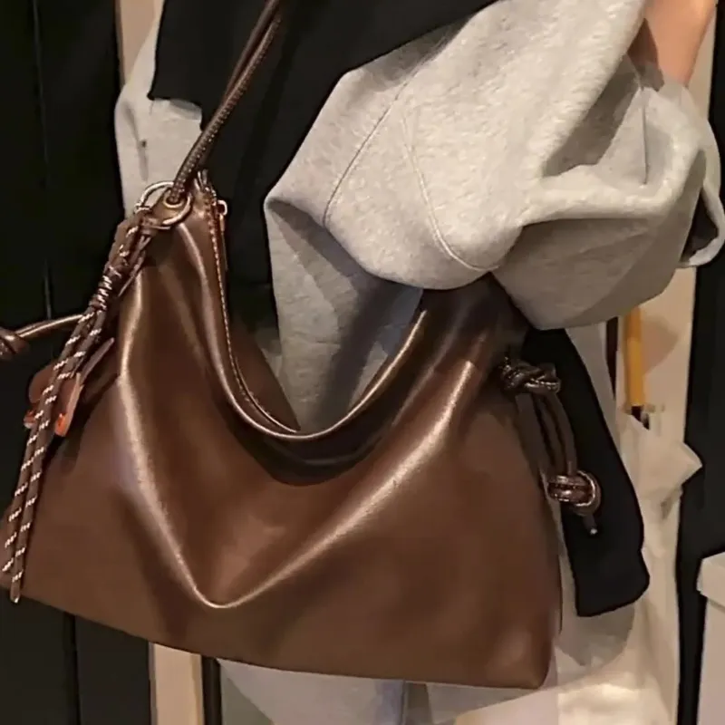 ERANGBEAR PU Shoulder Bag Women's Coffee/Black/Dark Khaki/Brown-11