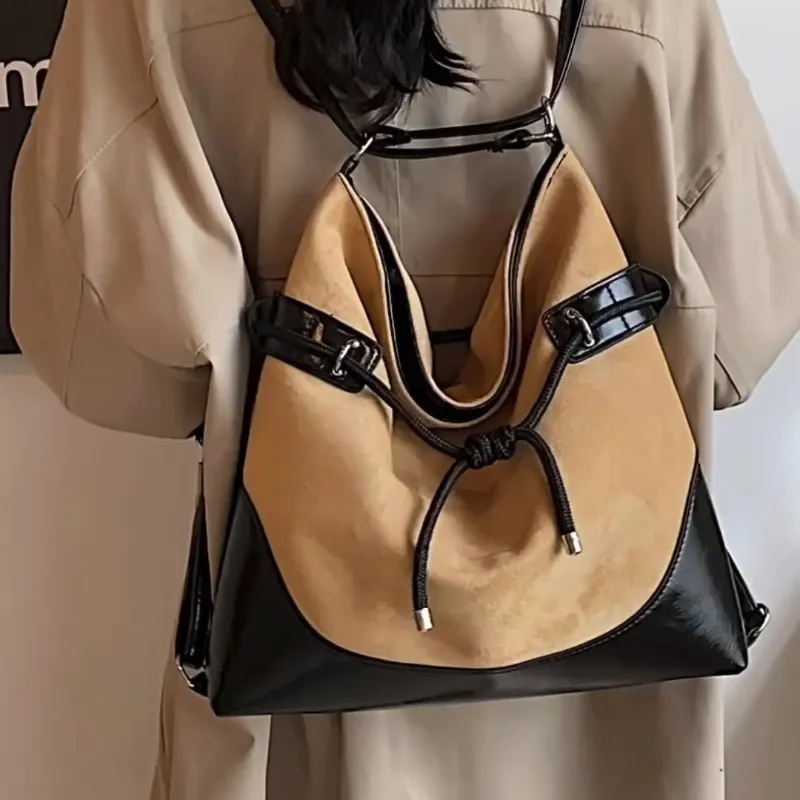 ERANGBEAR PU Crossbody Double Shoulder Bag Women's Black/Brown/Khaki-6